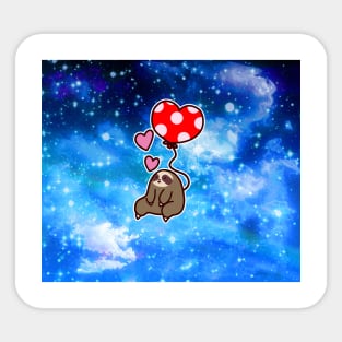 Heart Balloon Sloth Night Sky Sticker